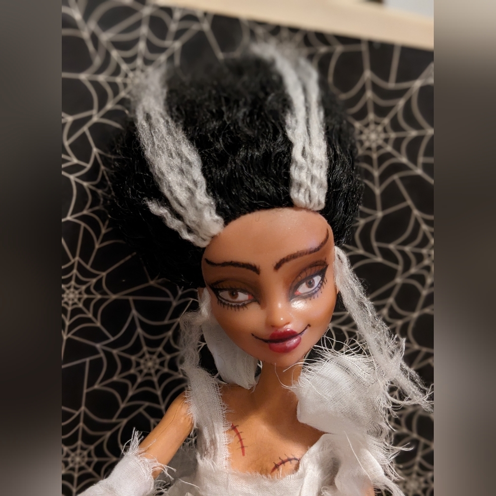 Bride of Frankenstein Bride Repaint Barbie body ooak doll
